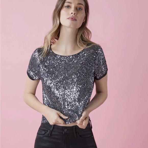 BCBG BCBGeneration NWOT MOLIKAI SEQUIN BOXY TEE Size Medium - Picture 4 of 6